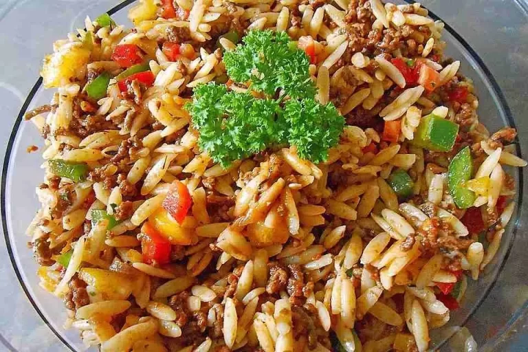 Schneller und einfacher Kritaraki-Salat mit Hackfleisch-Rezept