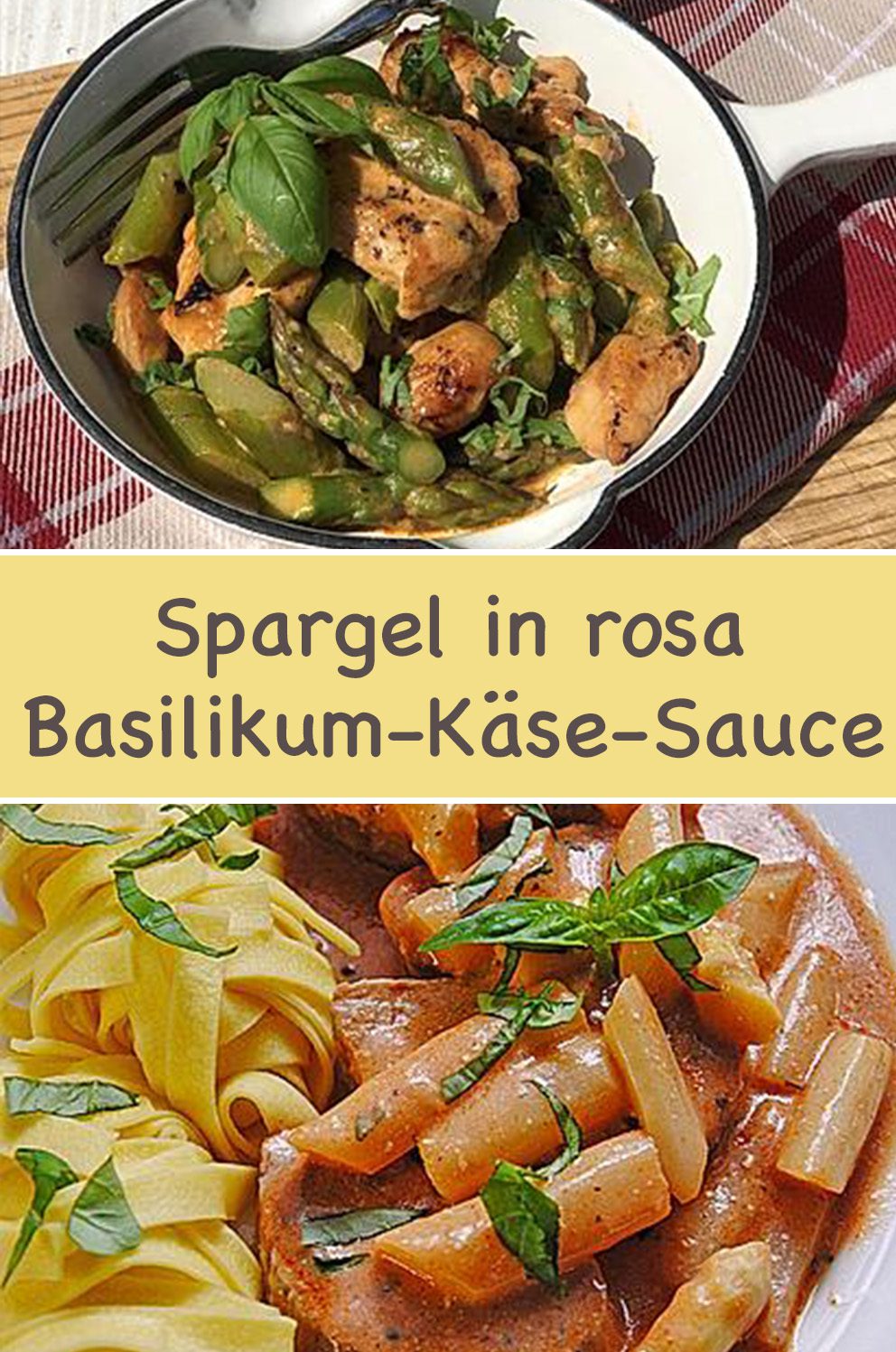 Spargel in rosa Basilikum-Käse-Sauce mit Filet vom Schwein, Huhn oder ...