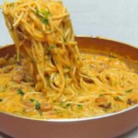 , Champignons Spaghetti aus der Pfanne