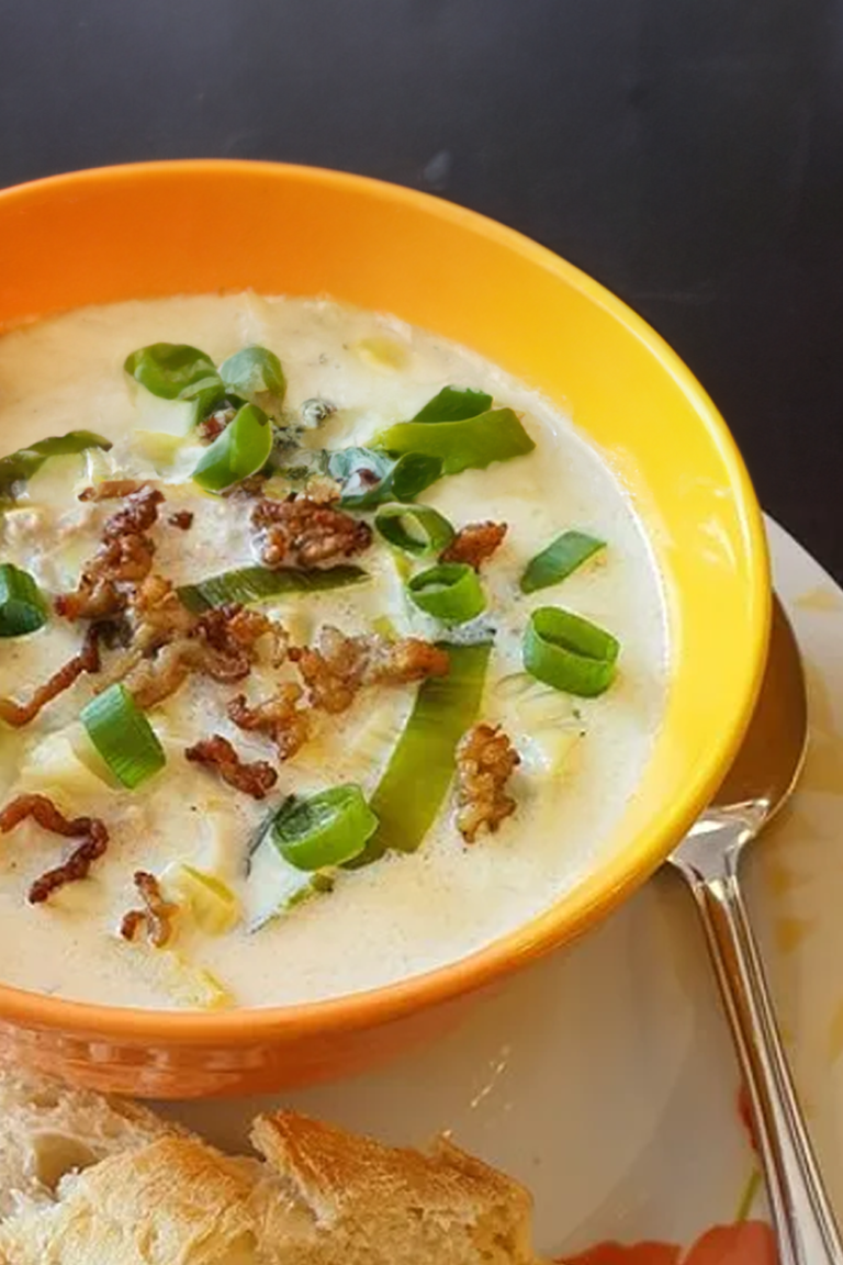 Käse-Lauch-Suppe mit Hackfleisch