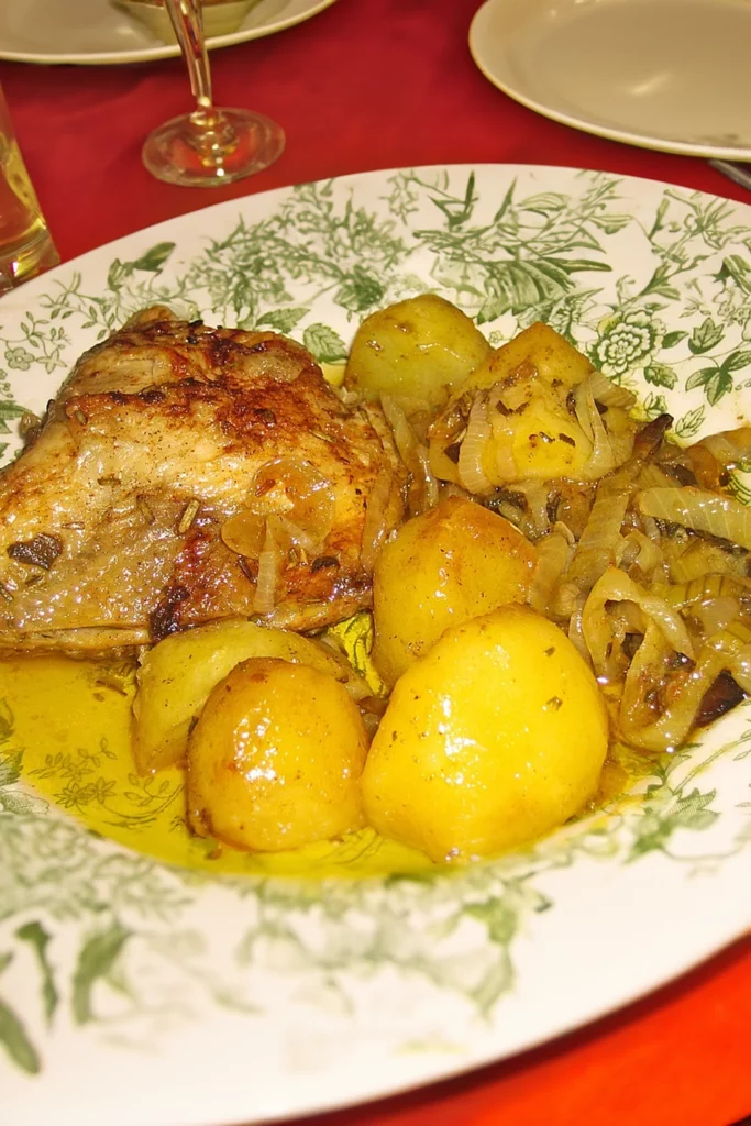 , Arabisches Zitronen &#8211; Knoblauch Huhn mit Kartoffeln und Zwiebeln