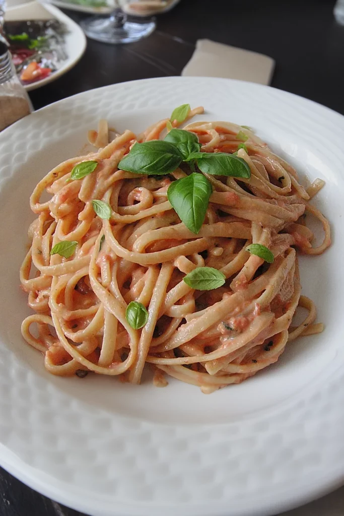 , Spaghetti mit Mozzarella Sauce