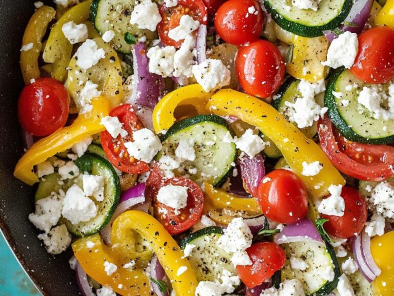 Bunte Gemüsepfanne mit Feta – einfach, schnell & lecker