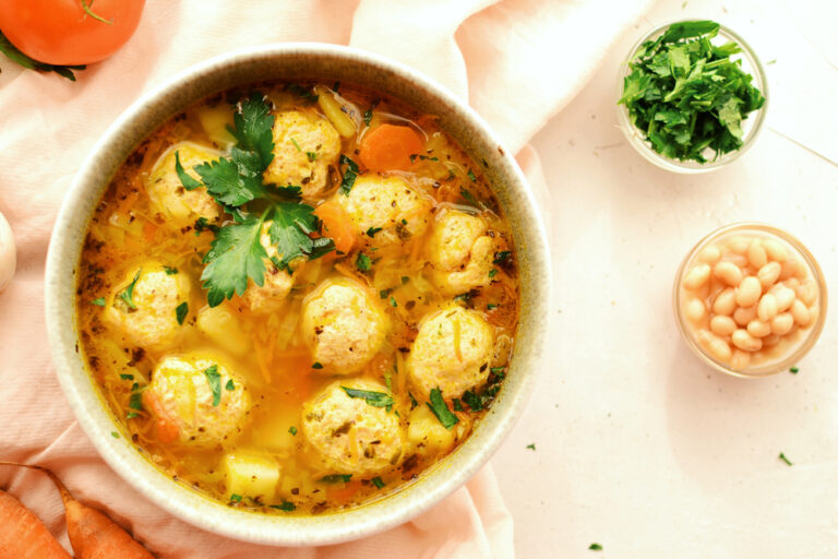 Mediterranean Meatball Stew with Orzo and Beans