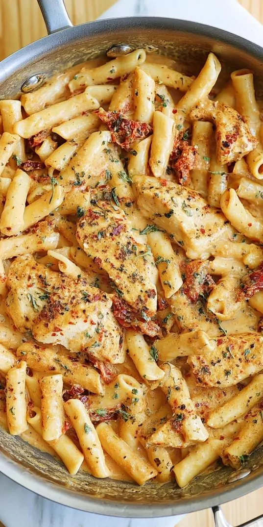 Creamy Garlic Chicken Pasta with Mozzarella & Tomatoes