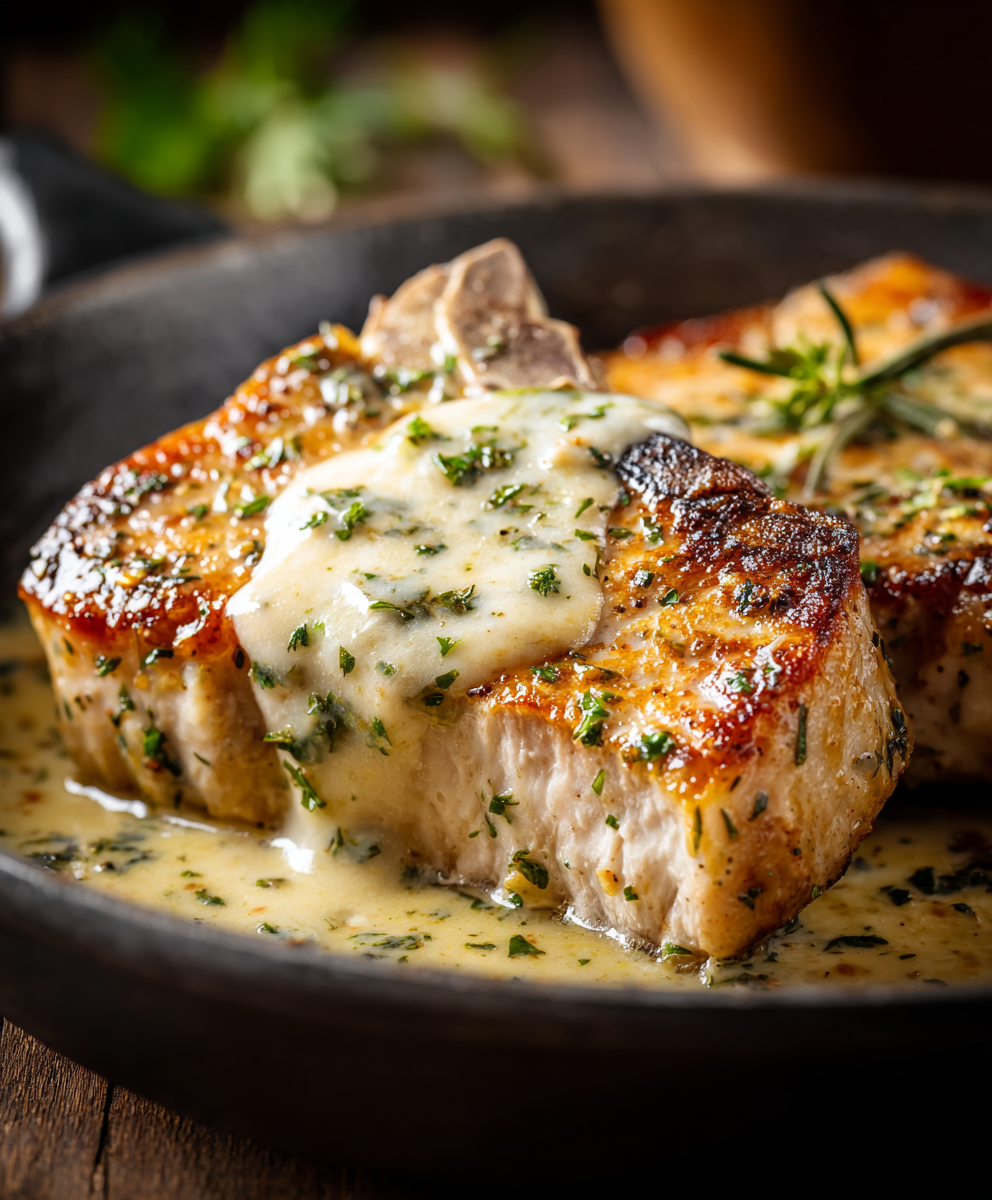 Alpine Pork Chops in Cheese Cream