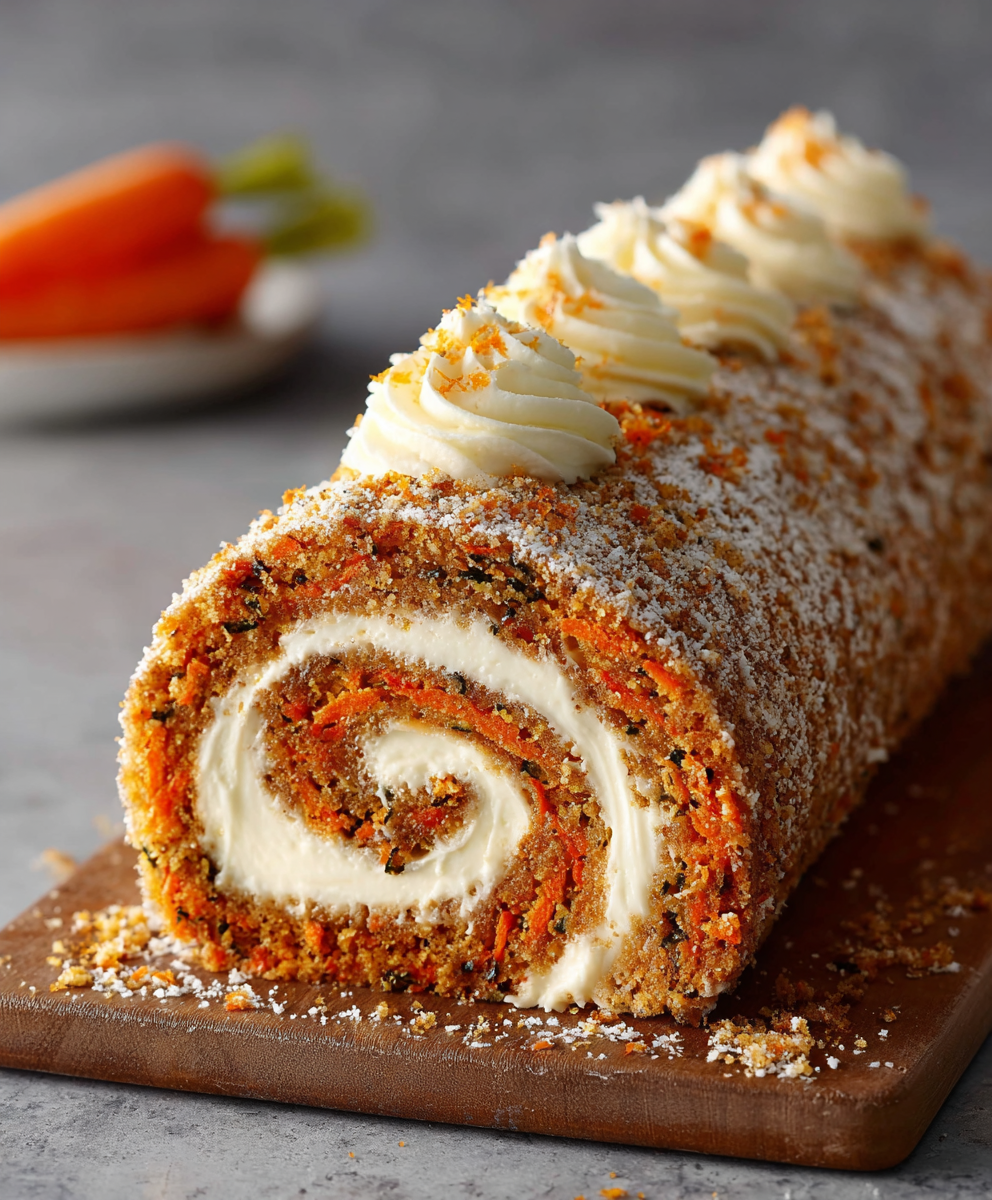 Carrot Roll With Cream Cheese Swirl