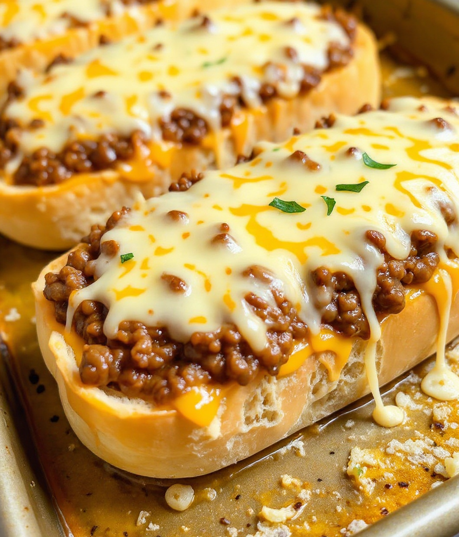 Sloppy Joe Garlic Bread (Crispy Ciabatta, Gooey Cheese, Big Flavor)