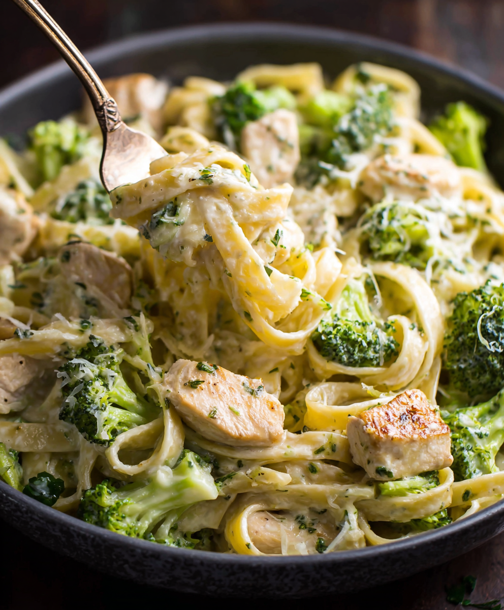 Chicken Alfredo Broccoli Fettuccine
