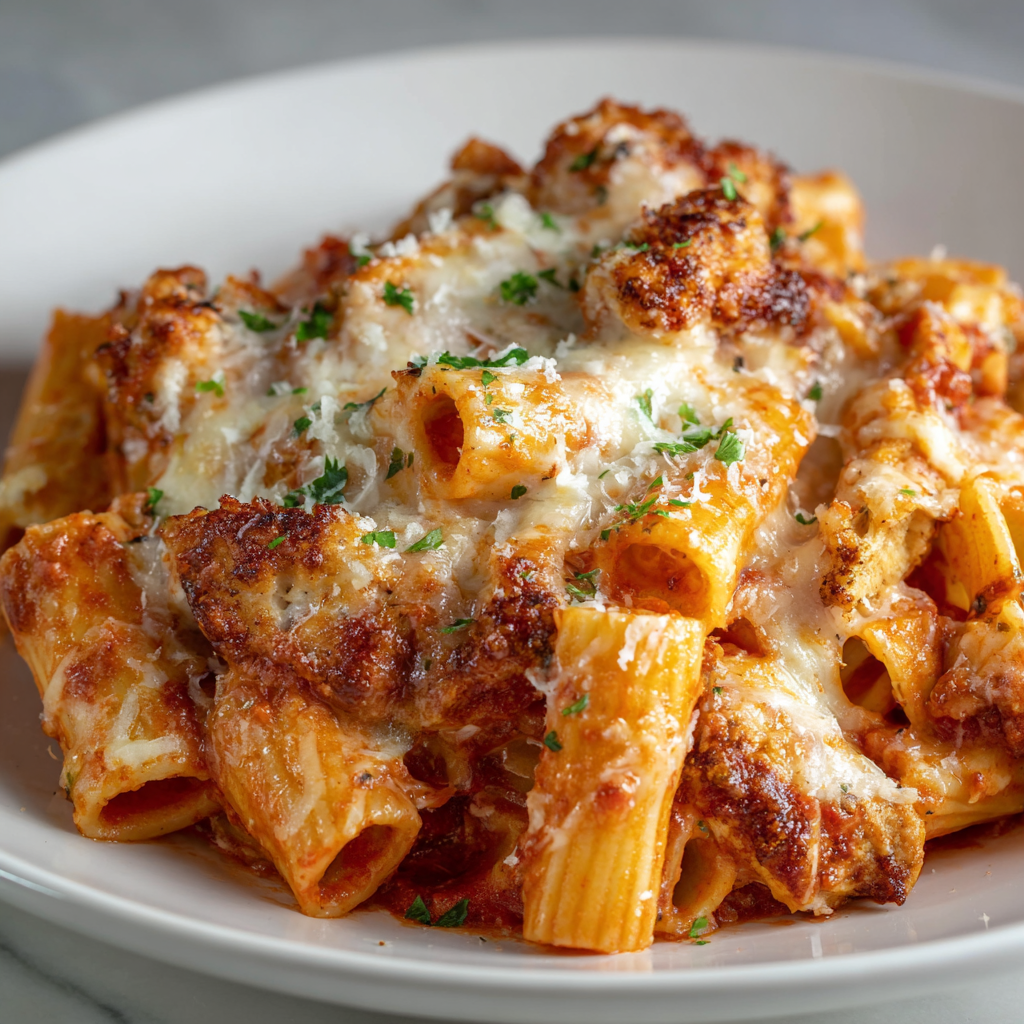 Chicken Parmesan Casserole: Crispy Cutlets, Saucy Rigatoni