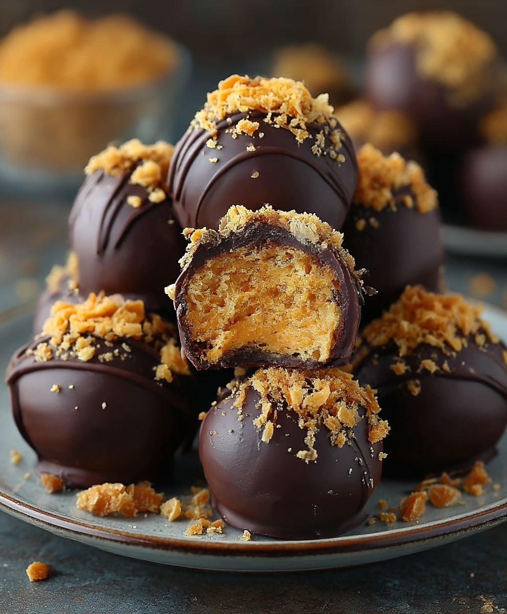 Chocolate Covered Butterfinger Truffle Bites