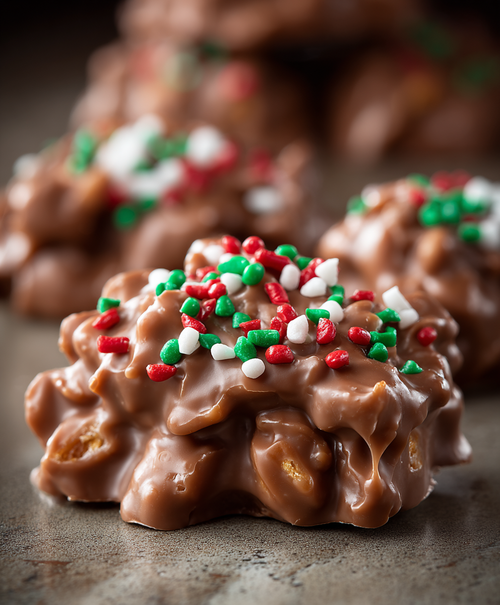 Christmas Chocolate Peanut Candy Clusters