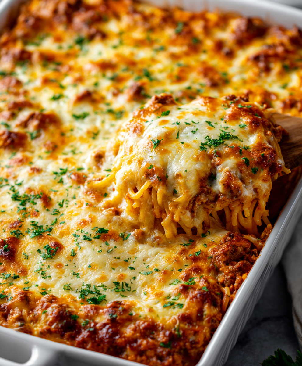 Cream Cheese Baked Spaghetti Casserole
