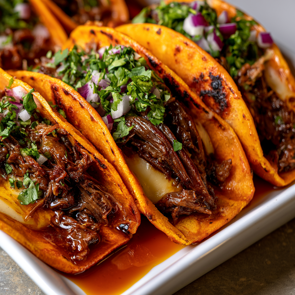 Crispy Crock Pot Birria Tacos
