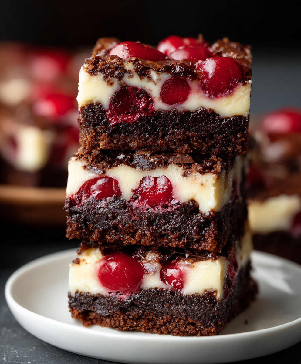 Fresh Cherry Cheesecake Brownie Bars
