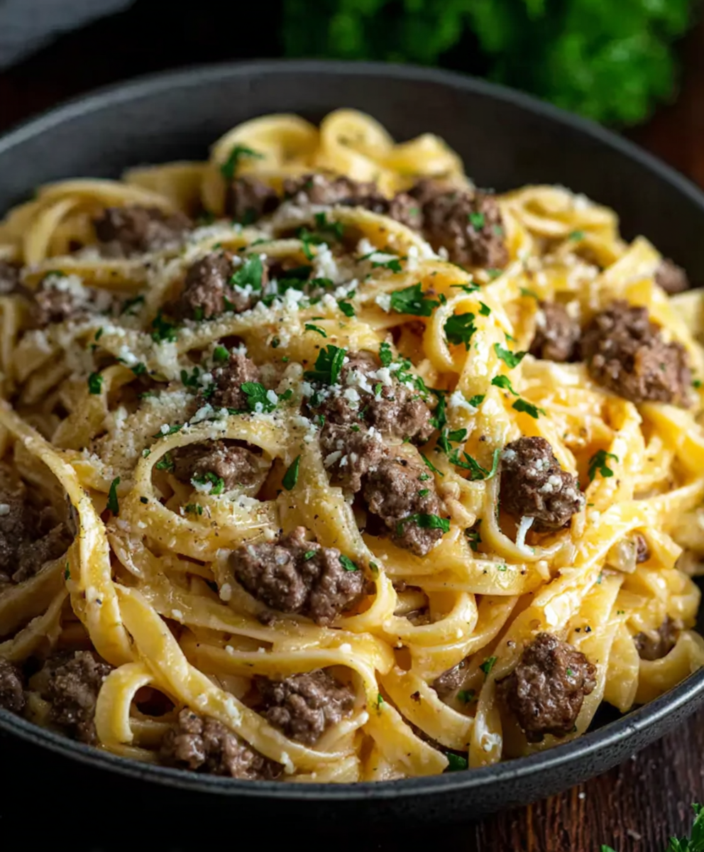 Garlic Butter Beef Pasta Dish