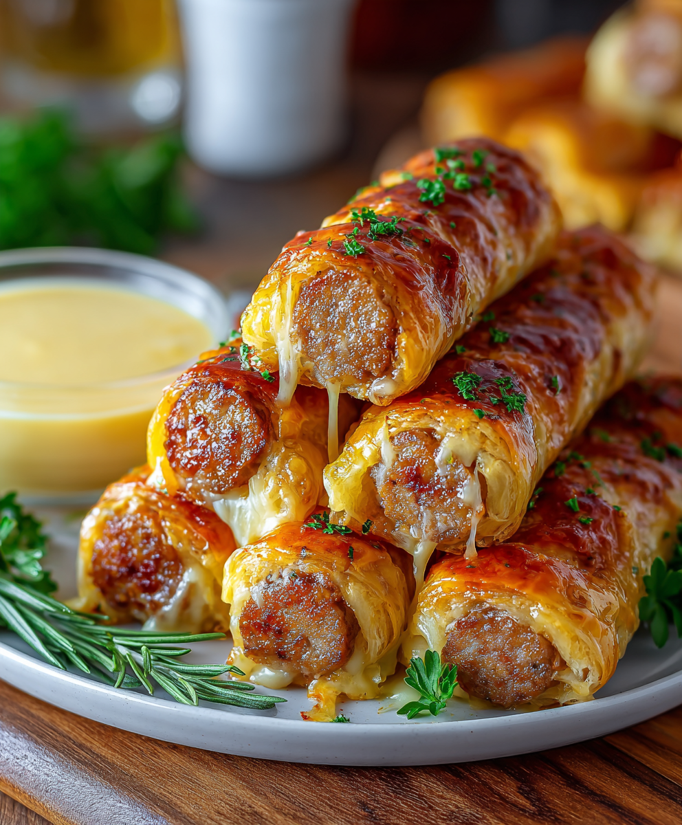Golden Sausage Blanket Rolls