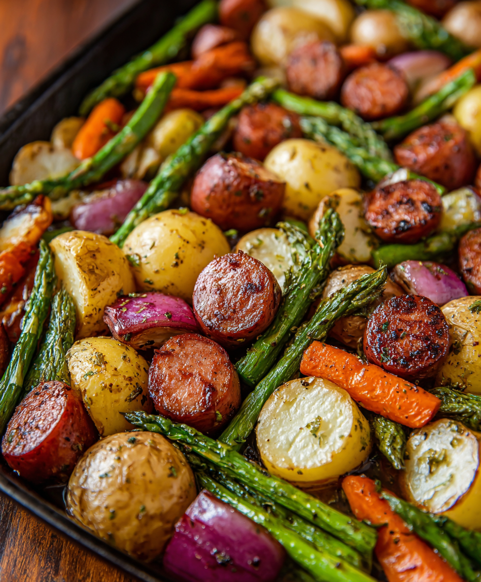Kielbasa Veggie Sheet Pan Bake