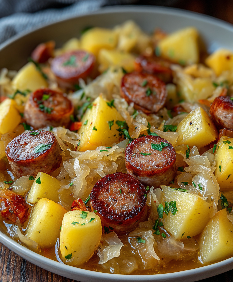 Kielbasa With Potatoes And Kraut