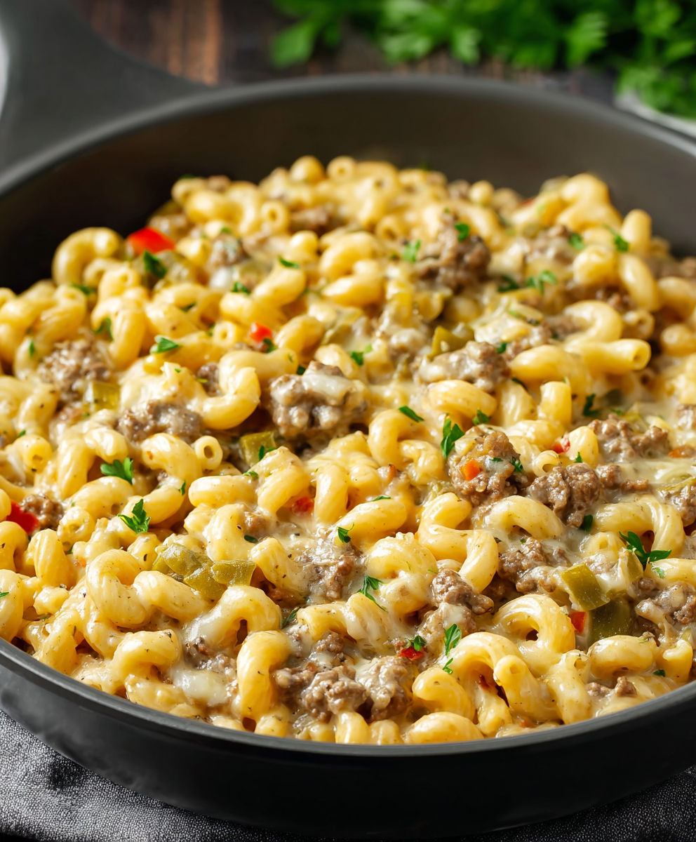 Philly Cheesesteak Skillet Pasta