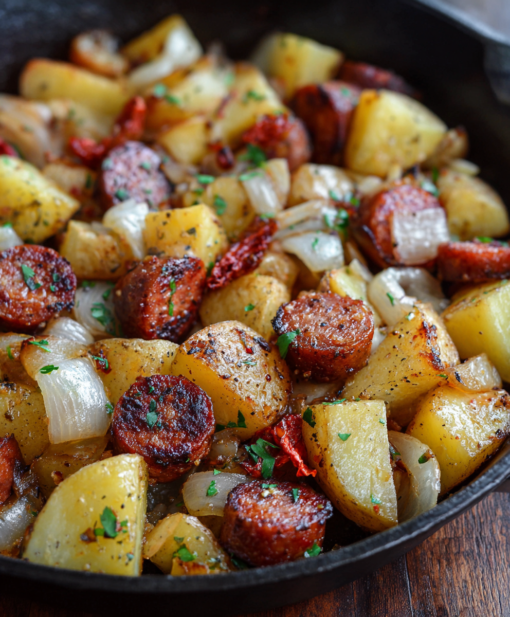 Potatoes, Onions and Smoked Polish Sausage