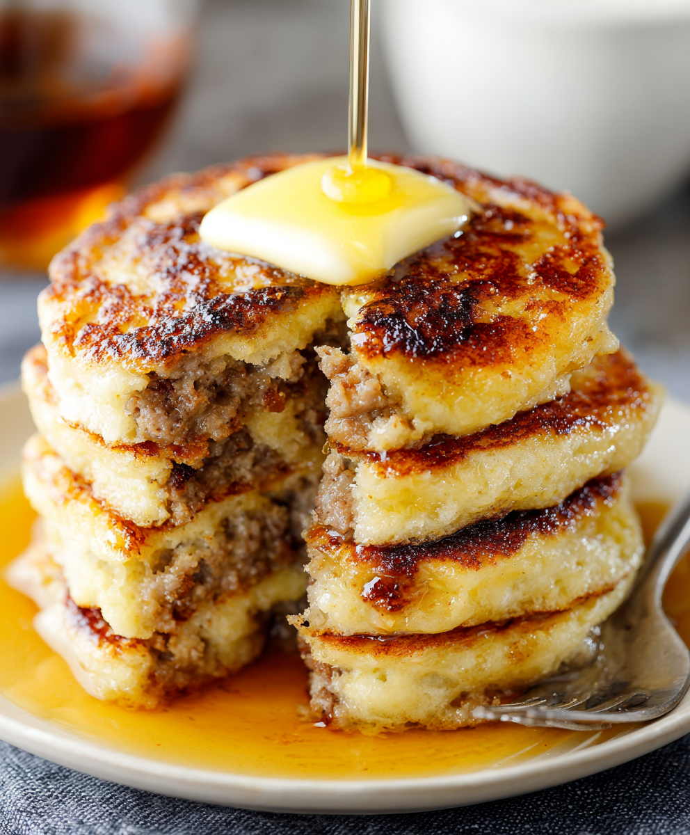 Savory Sausage Pancake Stacks