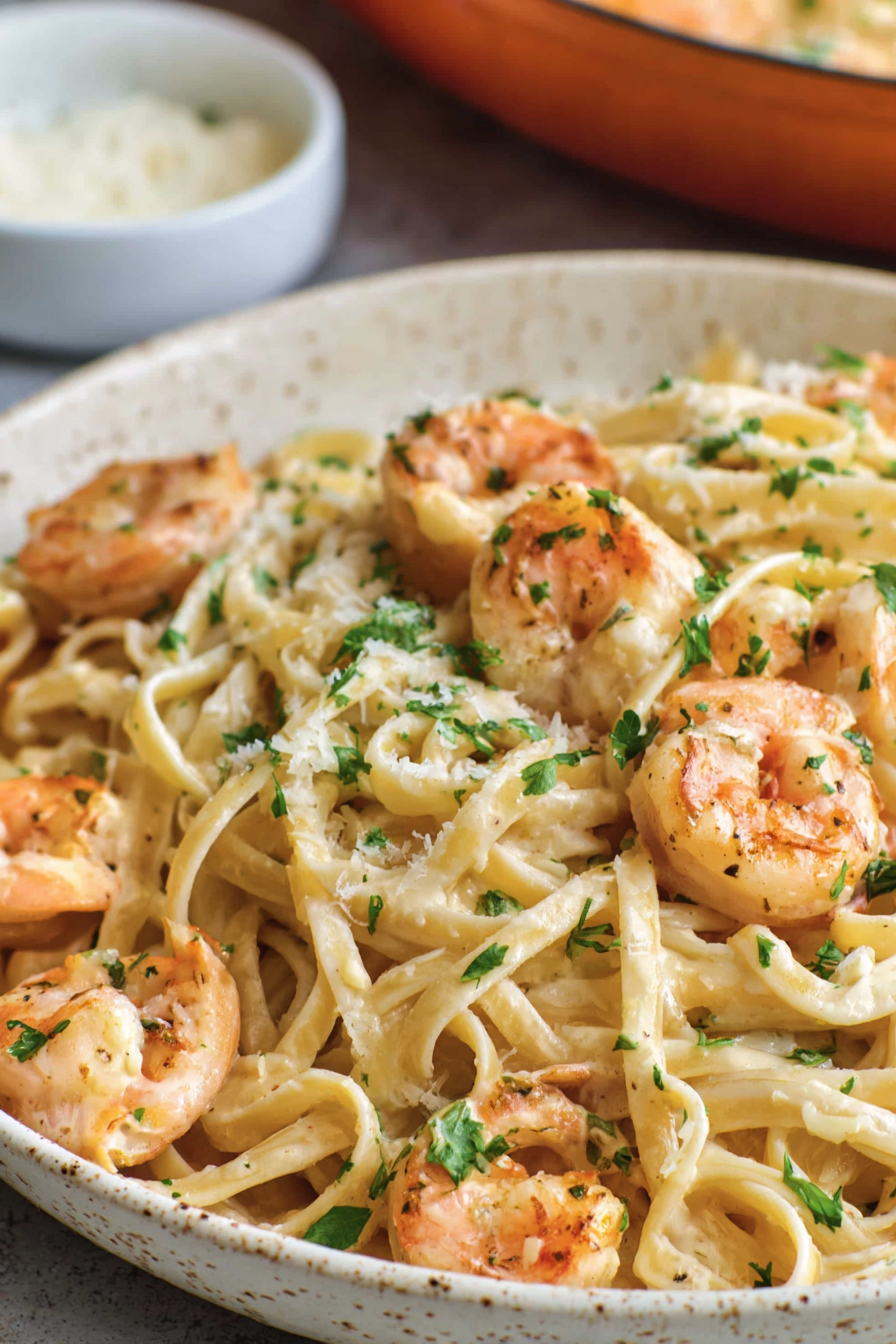 Shrimp Scampi Garlic Cream Pasta