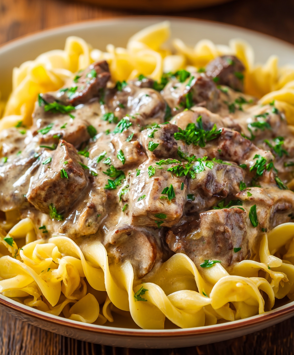 Slow Cooked Beef Stroganoff Pasta