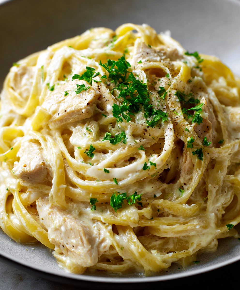 Slow Cooker Chicken Alfredo Pasta