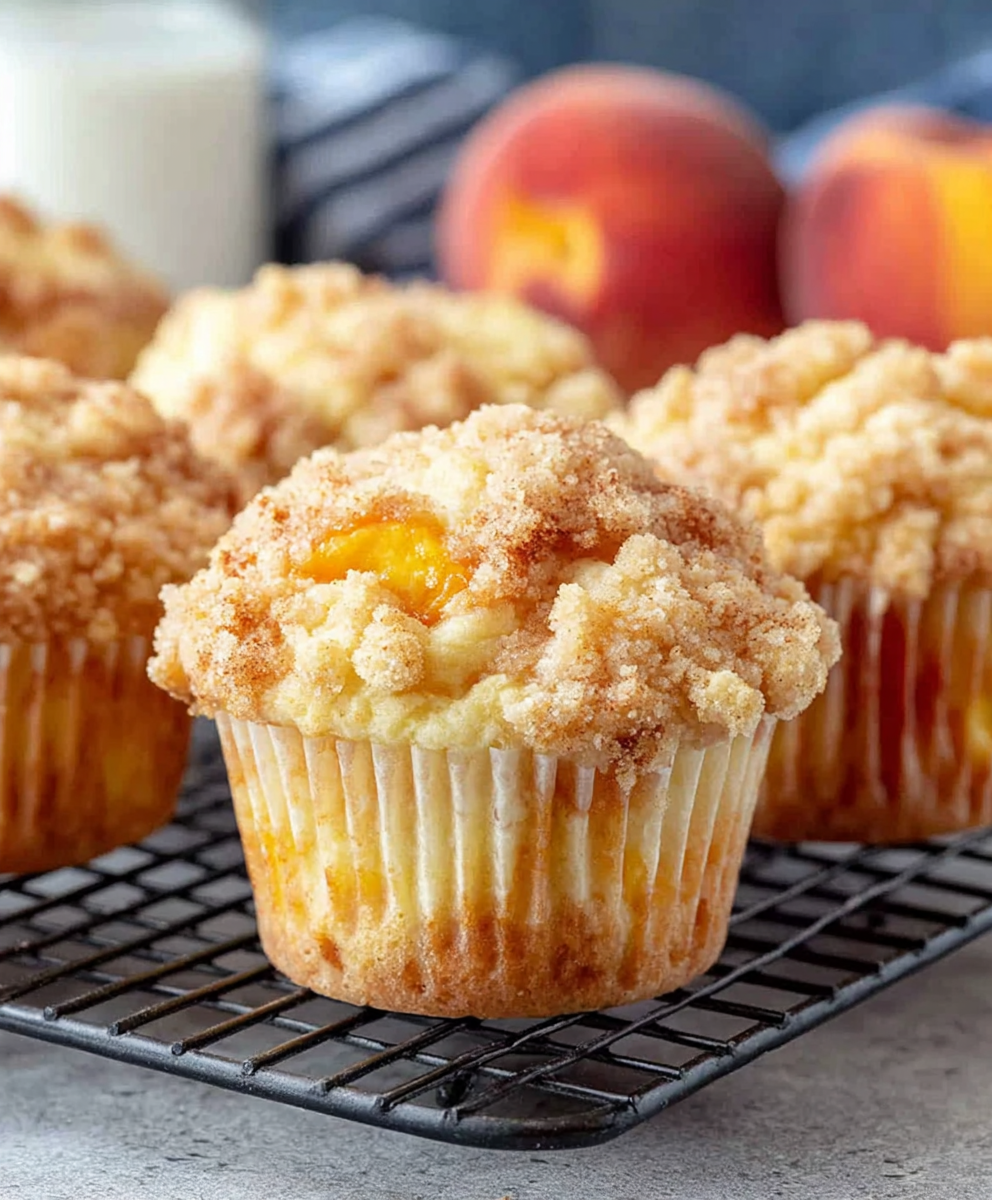 Streusel Peach Cobbler Muffins