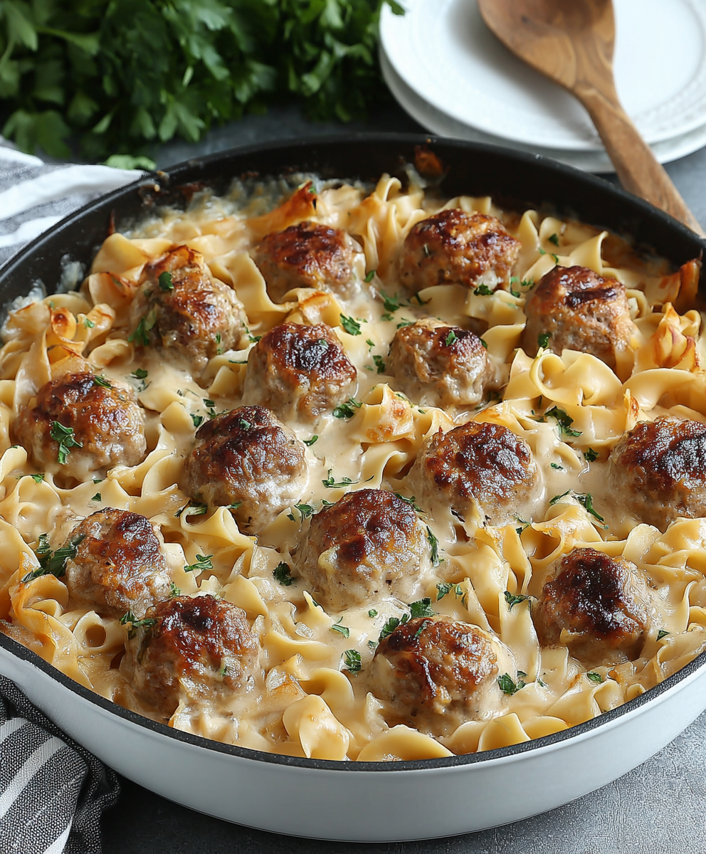 Swedish Meatball Pasta Bake