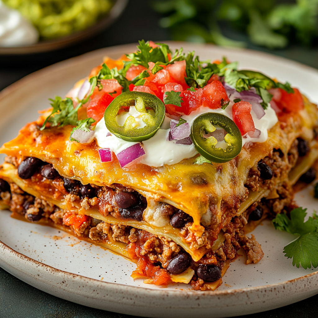 Taco Lasagna (Easy Weeknight Layered Taco Casserole)
