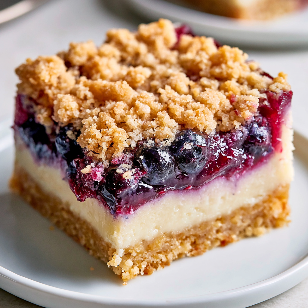 Blueberry Cream Cheese Crumble Bars