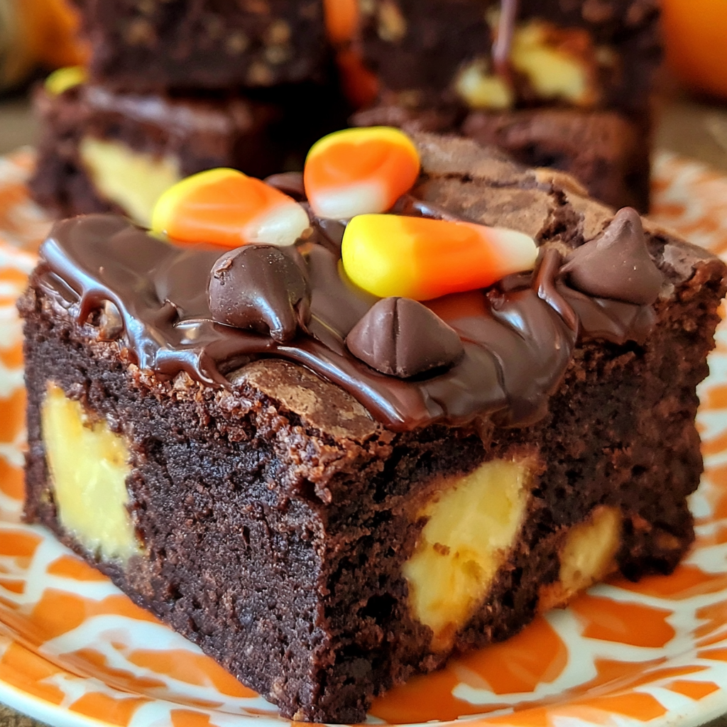 Fudgy Candy Corn Brownie Bars