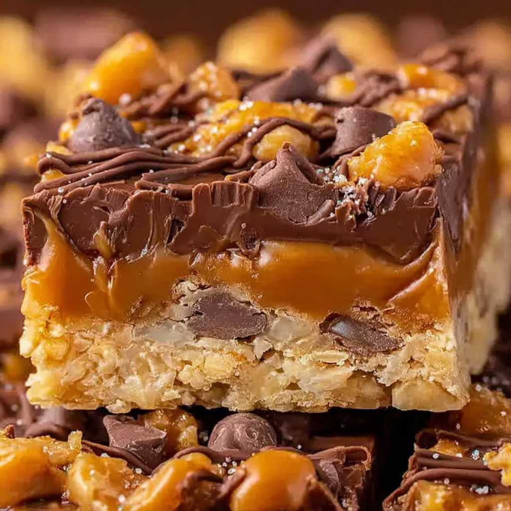 Caramel Chocolate Crunch Bars