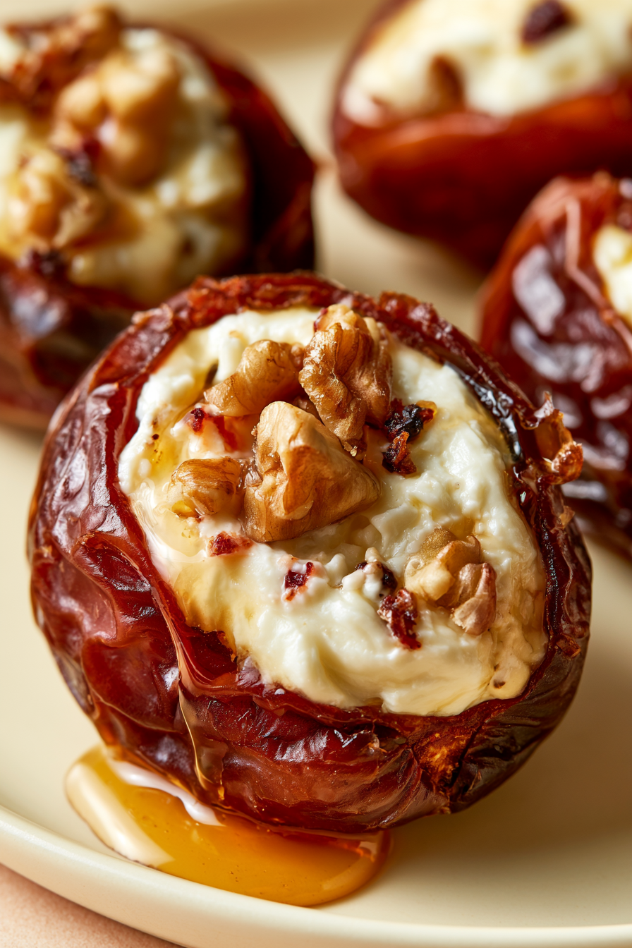 Christmas Stuffed Dates with Goat Cheese