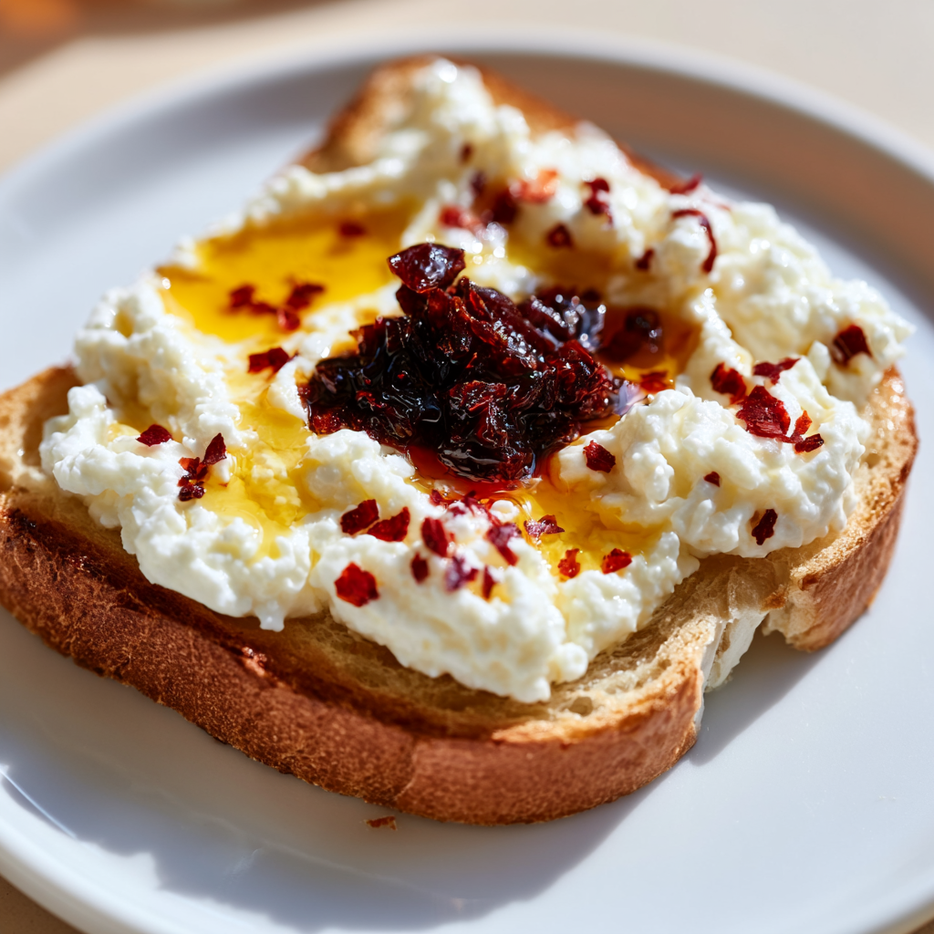 Chili Oil Cottage Cheese Toast