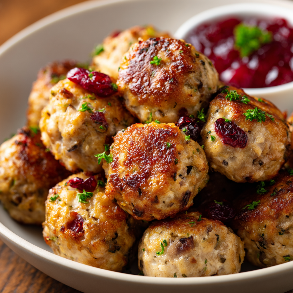 Turkey and Stuffing Meatballs