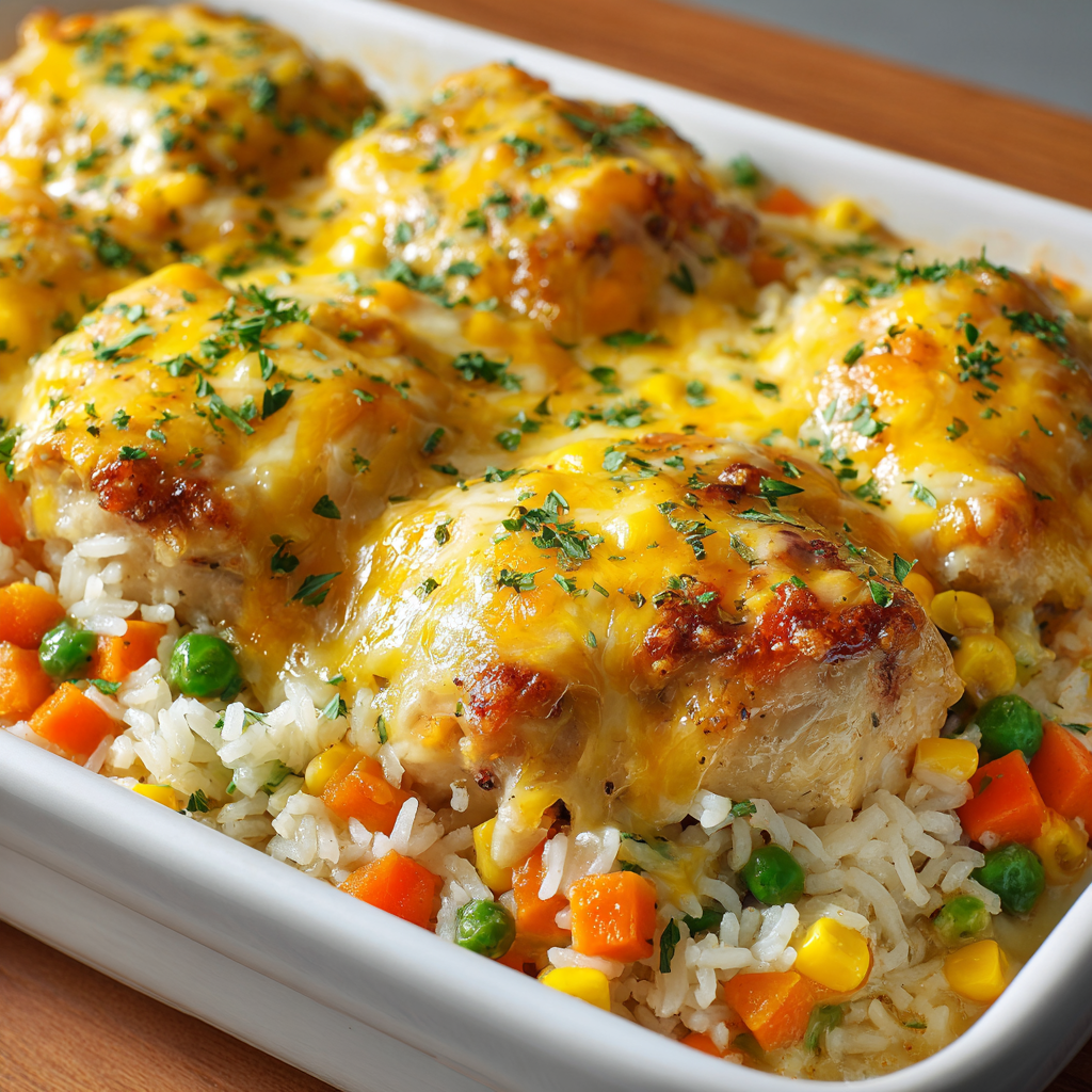 Creamy Chicken and Rice Casserole (Easy Oven-Baked, No Soup)