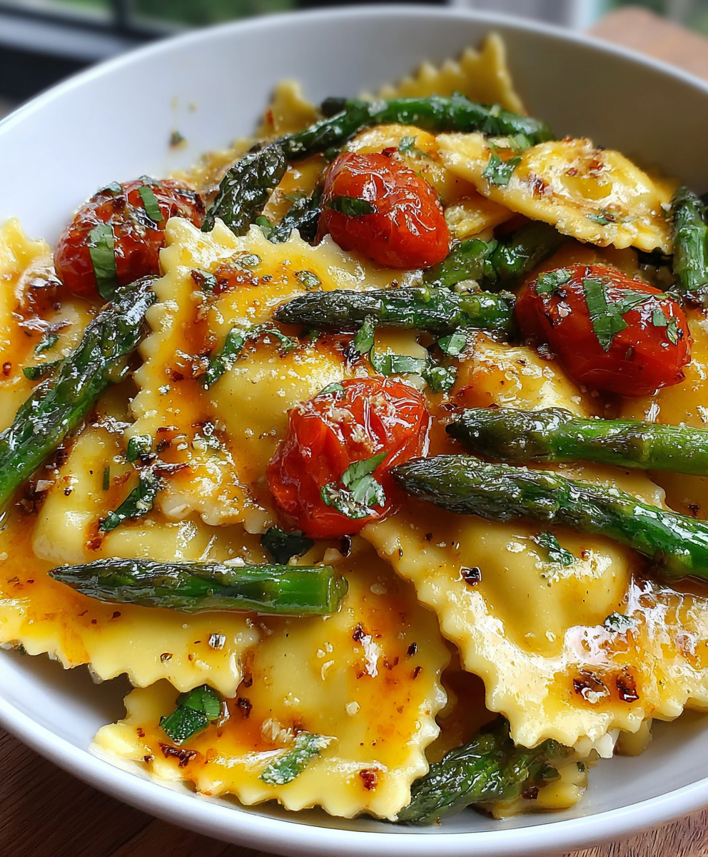 Ravioli with Tomatoes and Asparagus