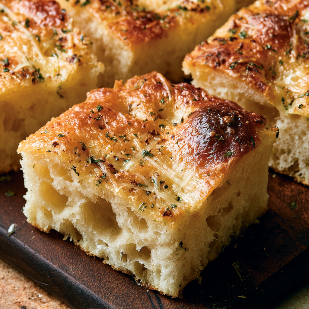 Garlic Bread Focaccia with Parmesan