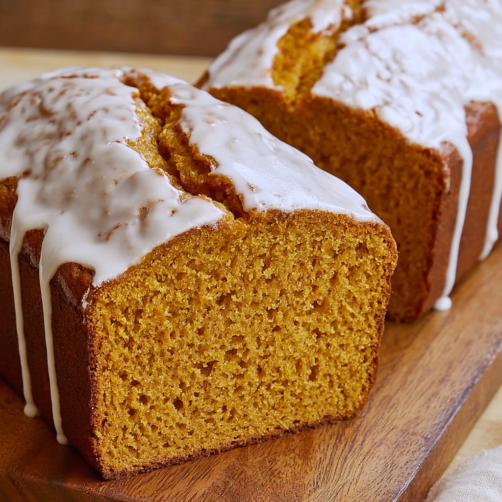 Vanilla Glazed Pumpkin Bread Loaves