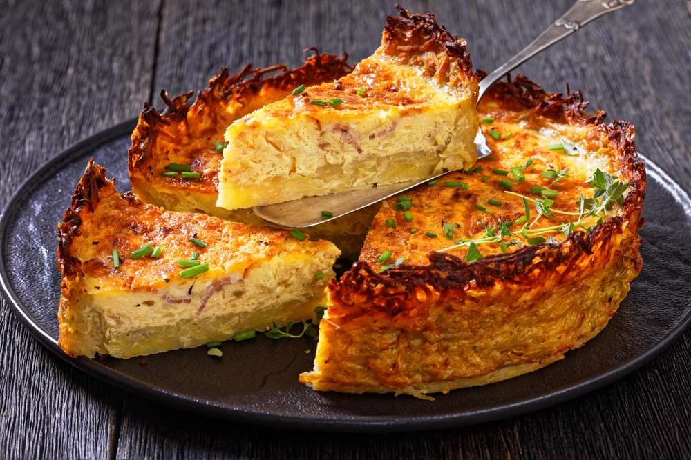 Hash Brown Crust Bacon Cheddar Quiche