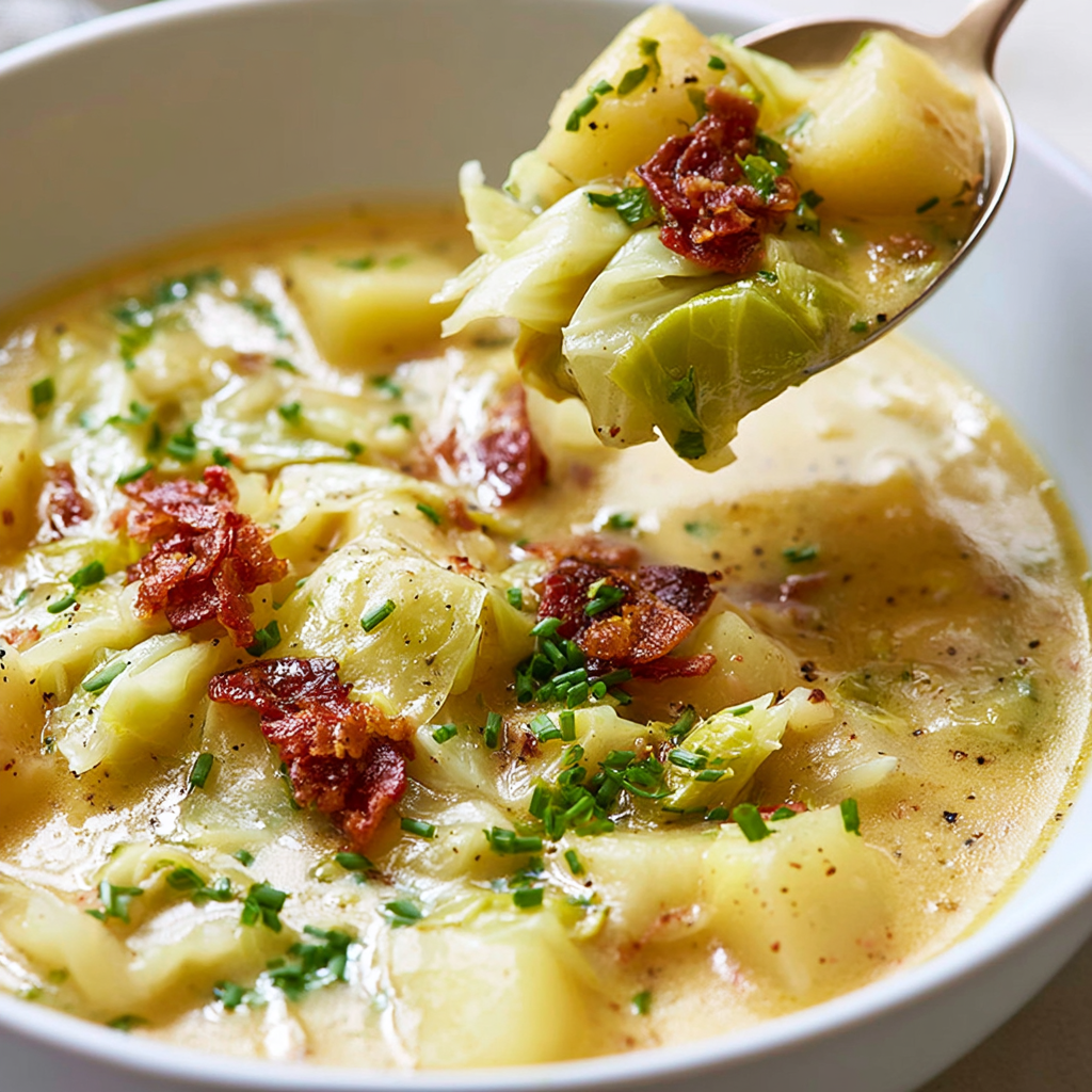 Irish Potato Soup with Bacon and Cabbage