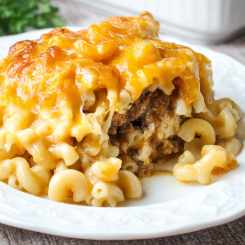Mac and Cheese Meatloaf Casserole