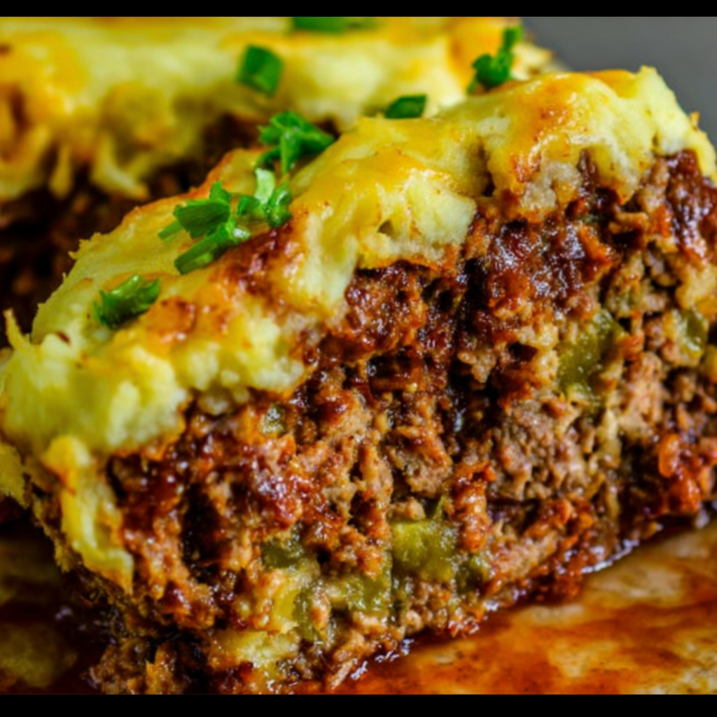 Meatloaf with Mashed Potatoes and Cheese