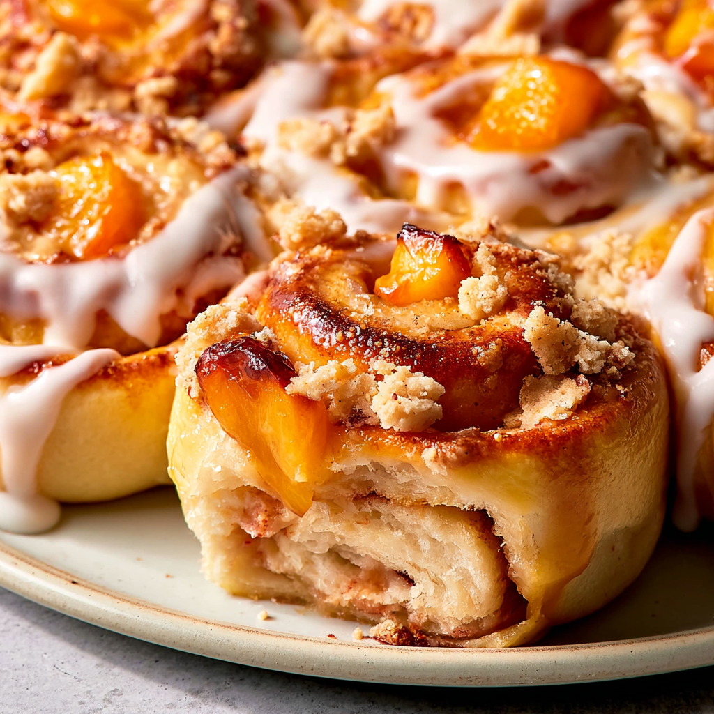 Peach Cobbler Rolls with Frosting