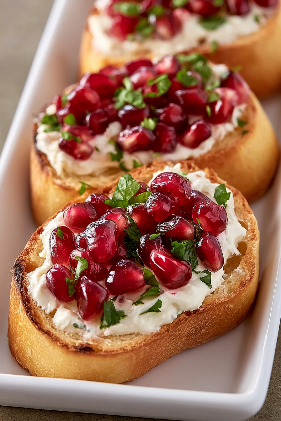Festive Pomegranate Bruschetta Crostini