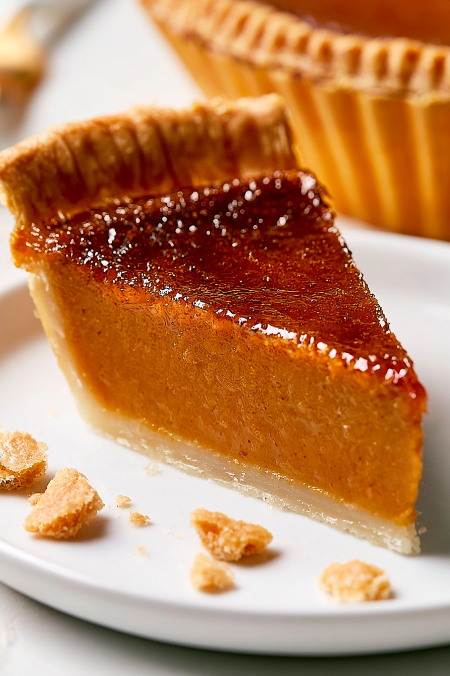 Pumpkin Pie Brulee with Bourbon Cream