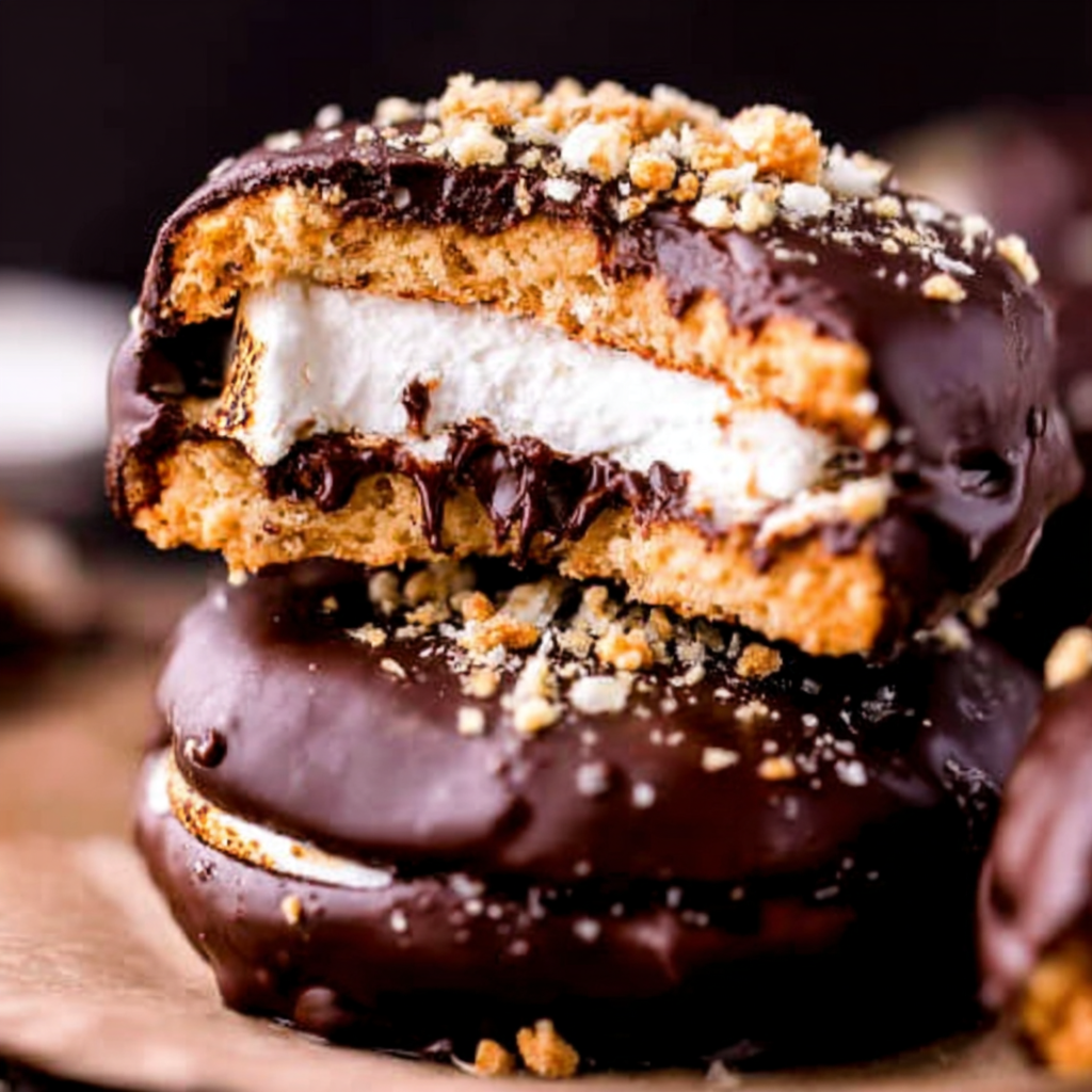 Chocolate-Dipped S’mores Sandwich Cookies